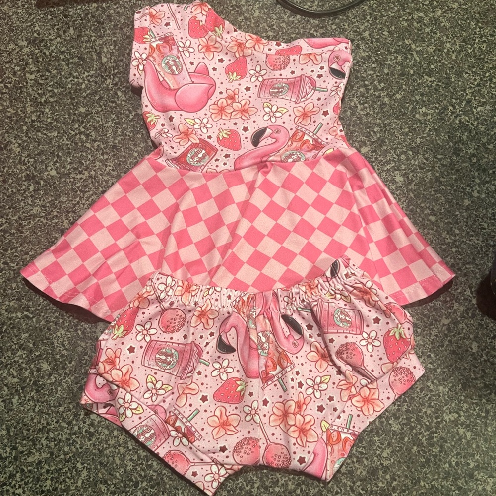 B 18   Small Shop Outfit-- Pink Drink Bummies and Peplum